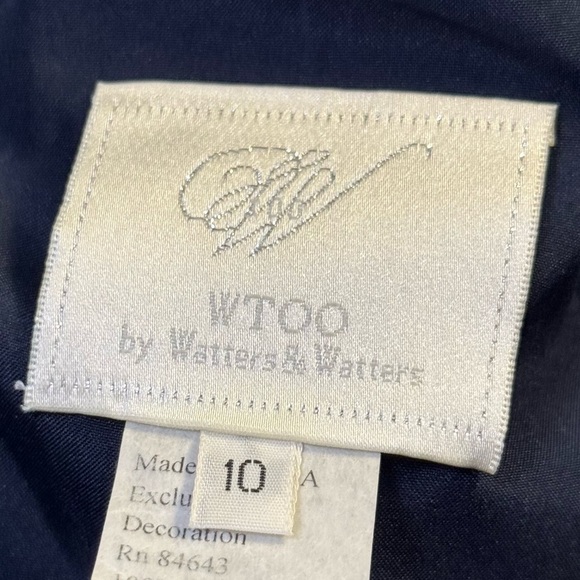 WTOO Watters & Watters Navy Blue One-Shoulder Dress Womens Size 10 - Picture 3 of 6